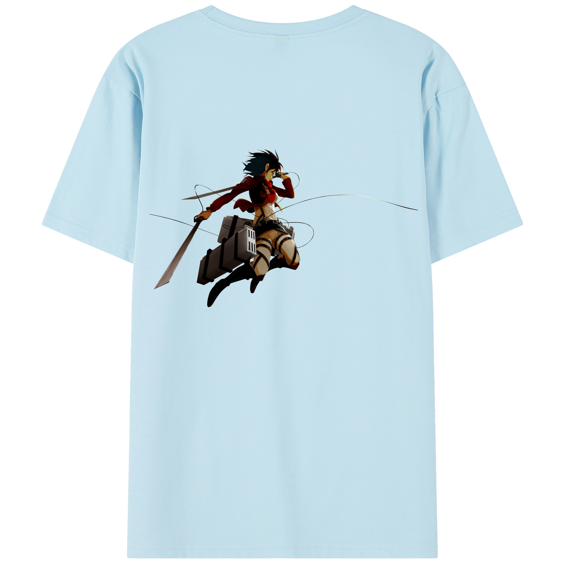 （画像用） 進撃の巨人 ミカサ·アッカーマン Attack on Titan Mikasa Ackerman 綿100％半袖Tシャツ（背面プリント）